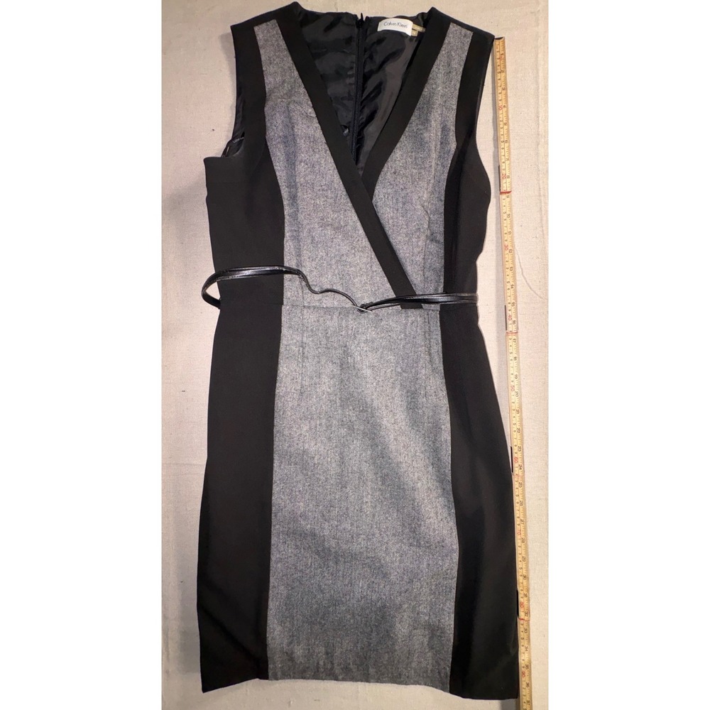 Calvin Klein Womens Colorblock Belted Sheath Dress Black Grey CD1X1CF1 Size 10